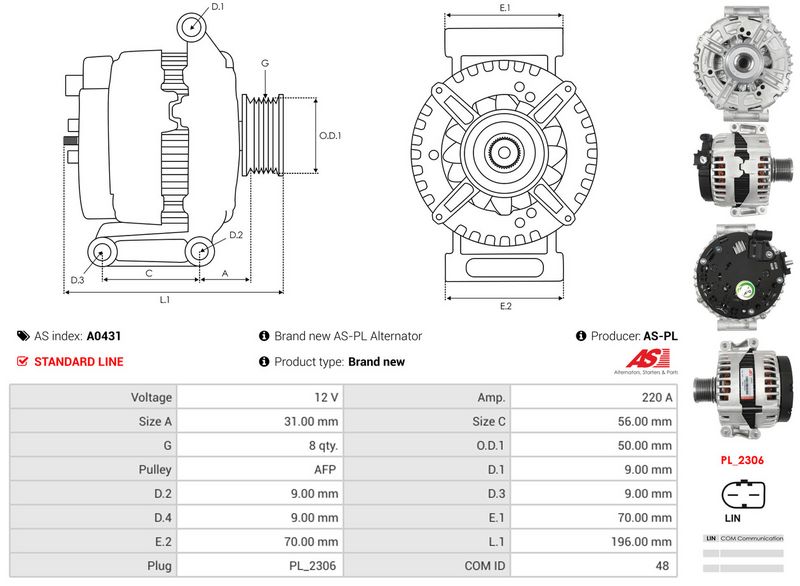 AS-PL A0431 Alternator