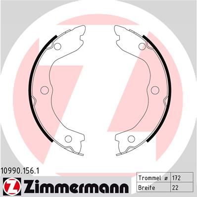 Комплект гальмівних колодок, стоянкове гальмо, Zimmermann 10990.156.1