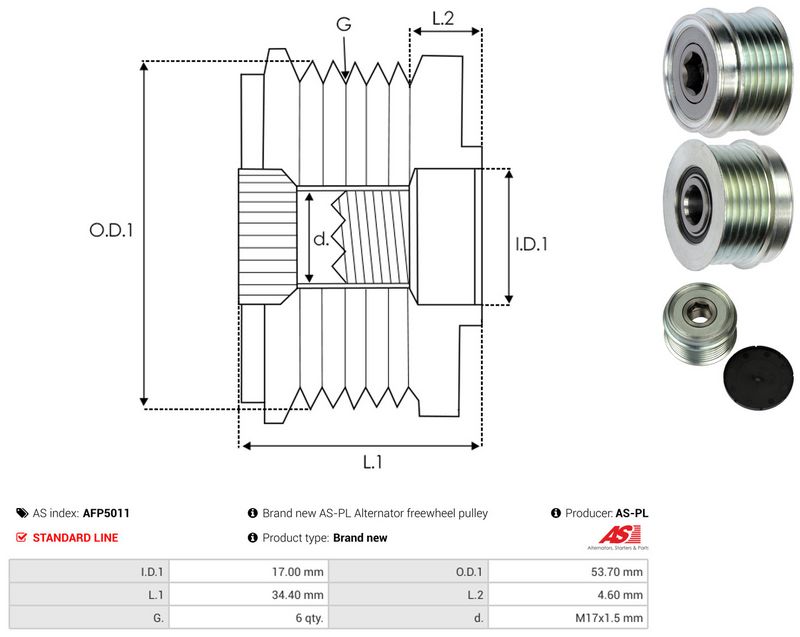 AS-PL AFP5011 Alternator Freewheel Clutch
