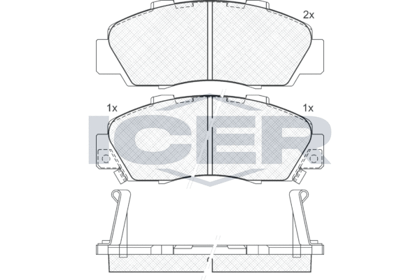Комплект гальмівних накладок, дискове гальмо, Icer 181019