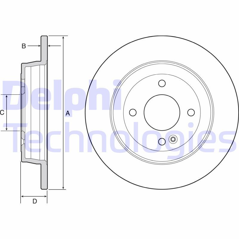 DELPHI BG4564 Диск тормозной (задний) (к-кт 2 шт) Hyundai Accent IV 10-/i20 15- (262x10) (покрыт.) (полный)