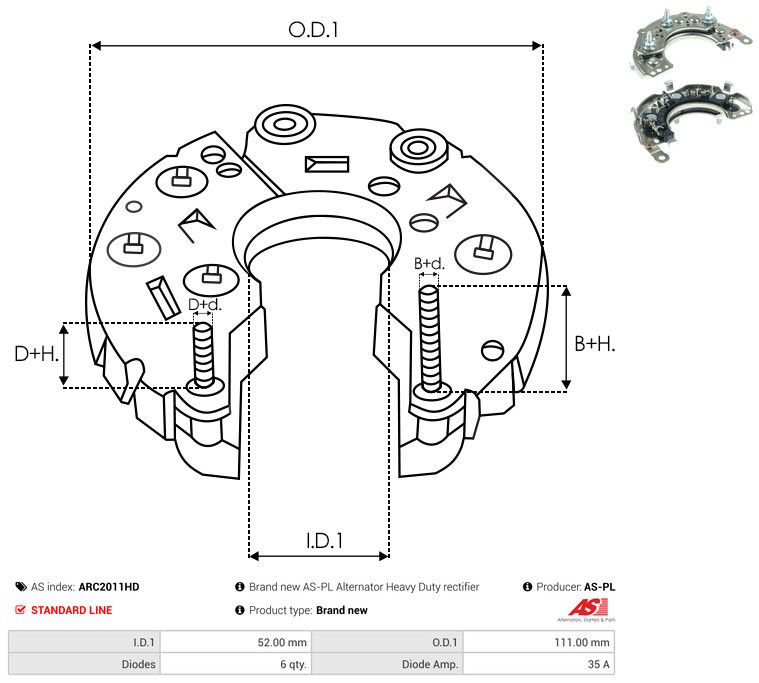 AS-PL ARC2011HD Rectifier, alternator