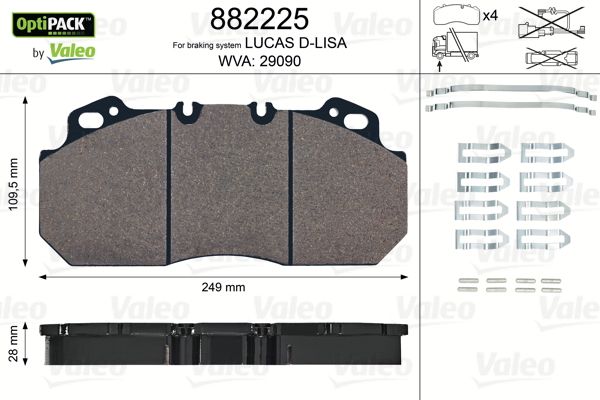 Sada brzdových destiček, kotoučová brzda 882225