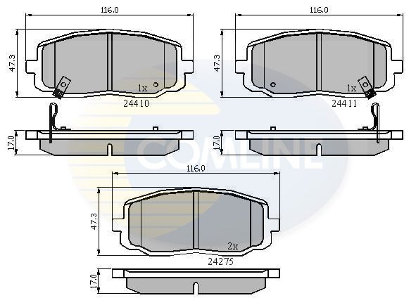 Комплект гальмівних накладок, дискове гальмо, Comline CBP31319