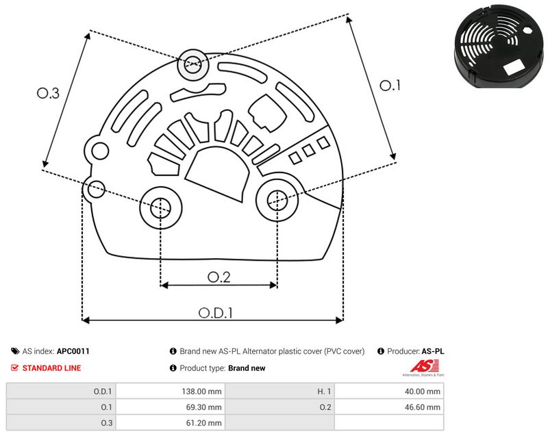 AS-PL APC0011 Protective Cap, alternator