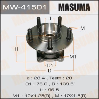 Ступиця колеса заднього в зборі з підшипником Mazda CX-7 (06-11) (MW-41501) MASUMA