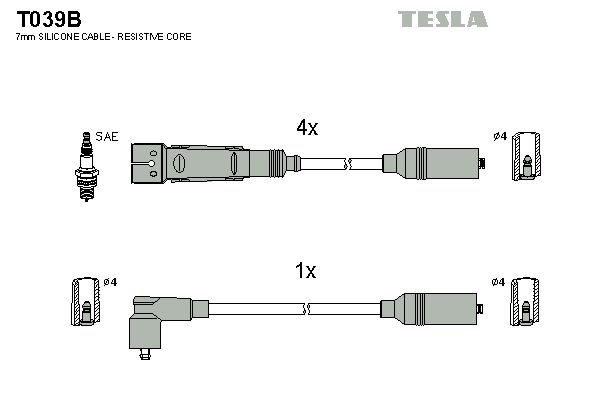 Комплект проводів високої напруги, Tesla T039B