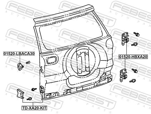 Ukse hinge, FEBEST 01520-HBXA20