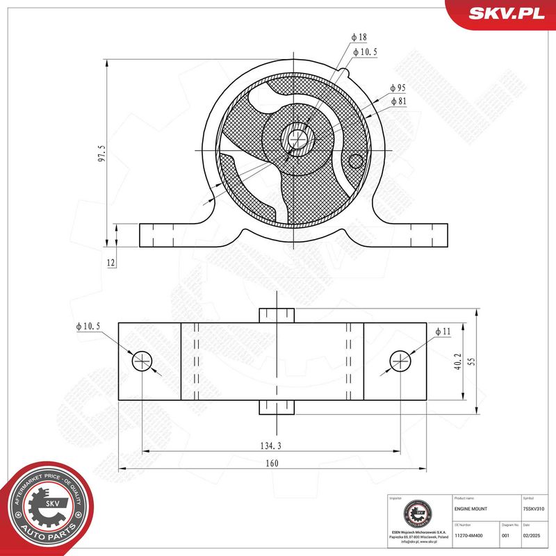 Paigutus, Mootor, ESEN SKV 75SKV310