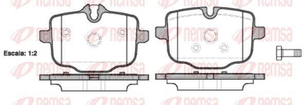 Комплект гальмівних накладок, дискове гальмо, Remsa 1433.00