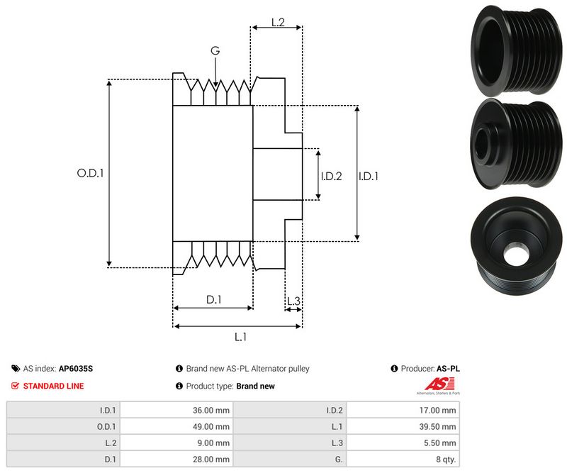 Rihmaratas, generaator, AS-PL AP6035S