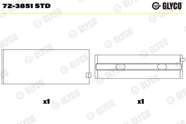 Підшипник колінчатого вала, Glyco 72-3851STD