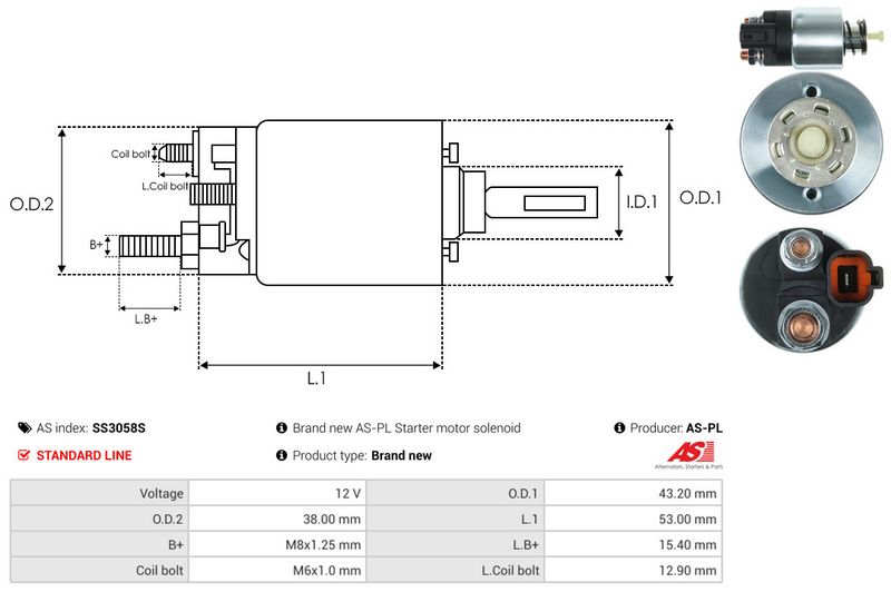 AS-PL SS3058S Solenoid Switch, starter