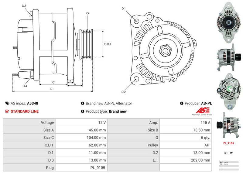 AS-PL A5348 Alternator