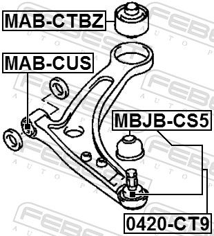 Нижній/верхній кульовий шарнір, Febest 0420-CT9