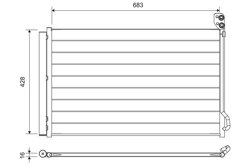 Valeo Condenser, air conditioning 822756