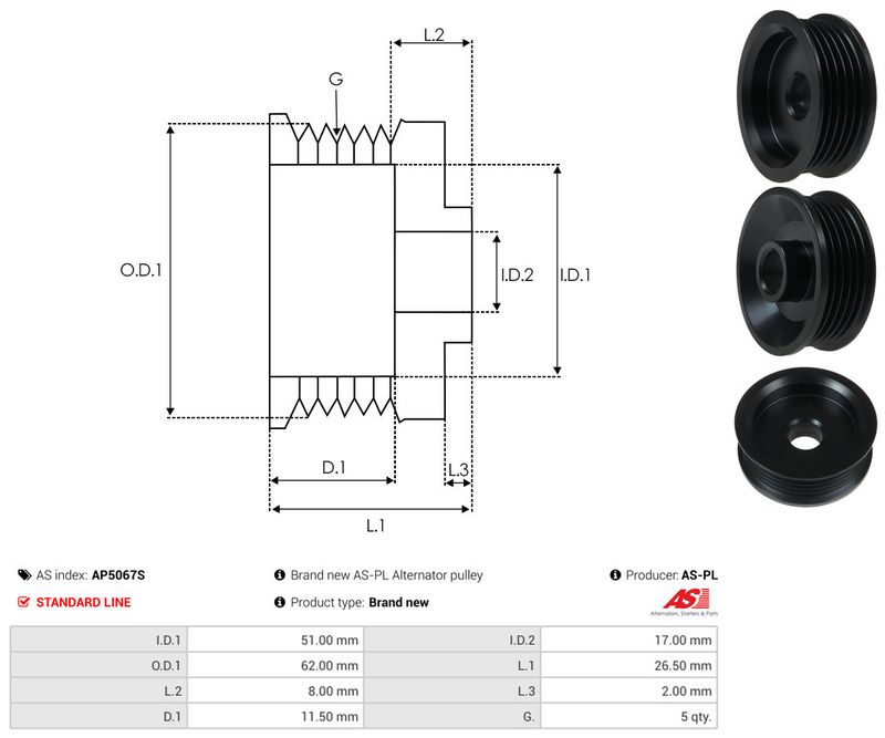 Rihmaratas, generaator, AS-PL AP5067S