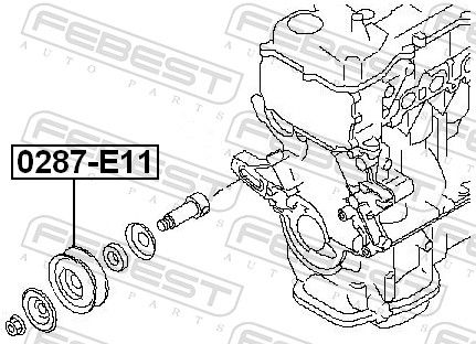 FEBEST 0287-E11 Tensioner Pulley, V-ribbed belt