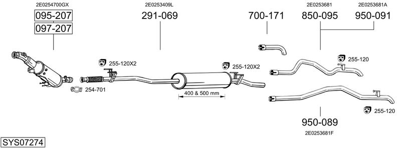 BOSAL kipufogórendszer SYS07274