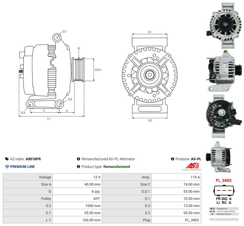 Generaator, AS-PL A9016PR