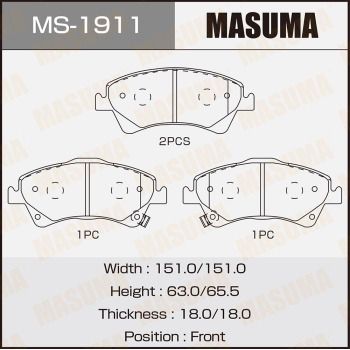 Комплект гальмівних колодок, Masuma MS1911