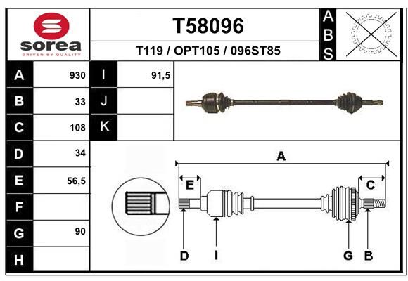 EAI hajtótengely T58096