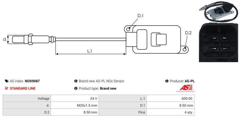 AS-PL NOX9087 NOx daviklis