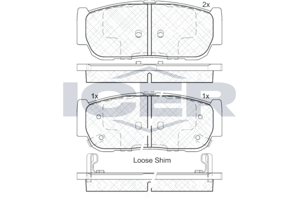 Комплект гальмівних накладок, дискове гальмо, Icer 182151