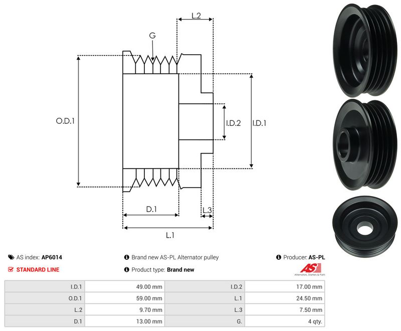 Rihmaratas, generaator, AS-PL AP6014