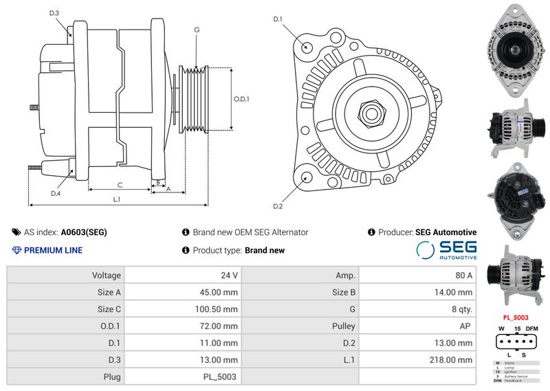 AS-PL A0603(SEG) Alternator