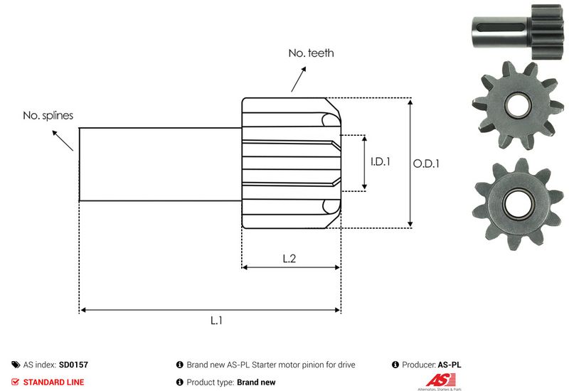 AS-PL SD0157 Freewheel Gear, starter