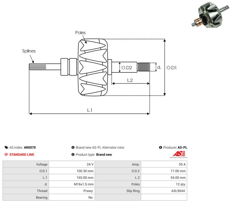 AS-PL AR0070 Rotor, alternator
