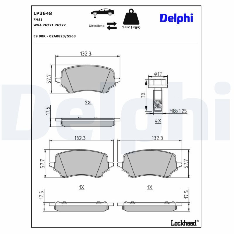 Piduriklotsi komplekt, ketaspidur, DELPHI LP3648