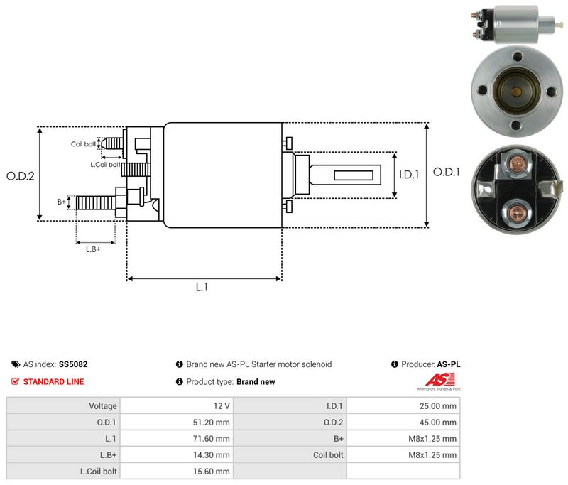 AS-PL SS5082 Solenoid Switch, starter