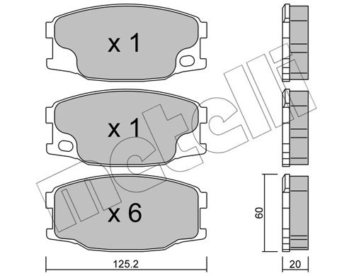 Комплект гальмівних накладок, дискове гальмо, Metelli 22-0622-0