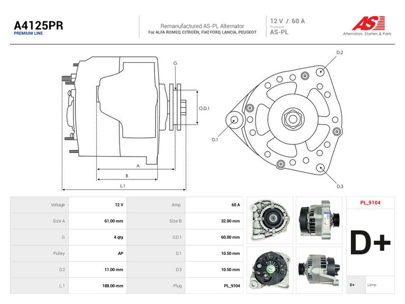Generaator, AS-PL A4125PR