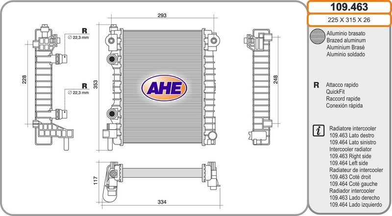 AHE 109.463 - Radiator, engine cooling