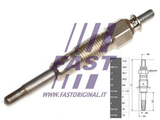 Glow plug fiat ducato 94> 2.8 d/td/jtd 76mm