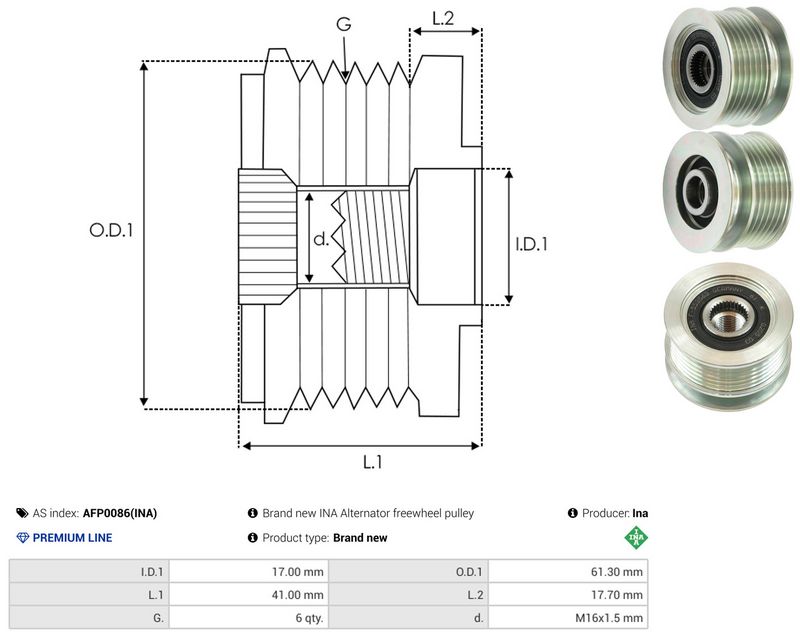 AS-PL AFP0086(INA) Alternator Freewheel Clutch
