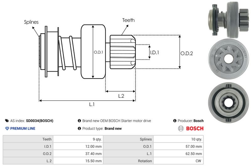 AS-PL SD0034(BOSCH) Freewheel Gear, starter
