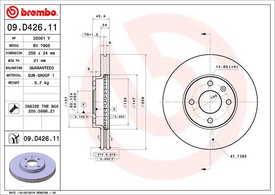 Диск тормозной (передний) BREMBO