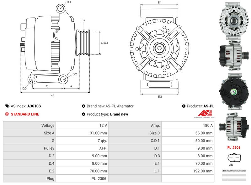 AS-PL A3610S Alternator