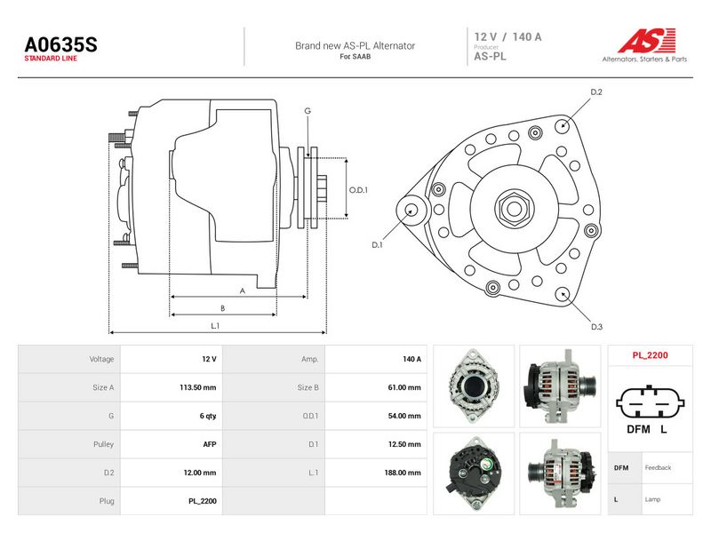 Generaator, AS-PL A0635S