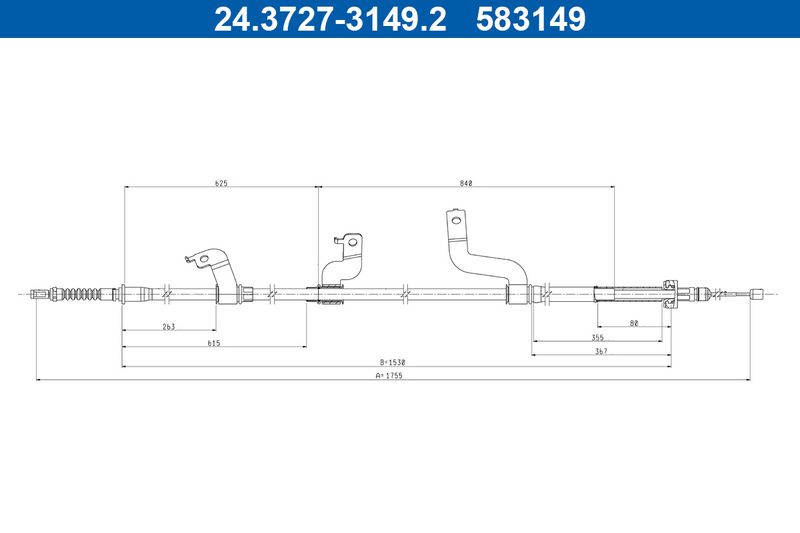 Handremkabel Achter Rechts (type rem: schijf) past: HYUNDAI I20 ACTIVE, I20 II 1.0-1.4D 11.14-09.21