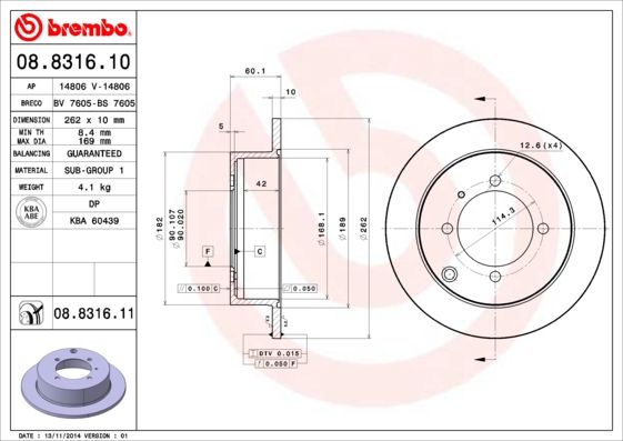 BREMBO féktárcsa 08.8316.10