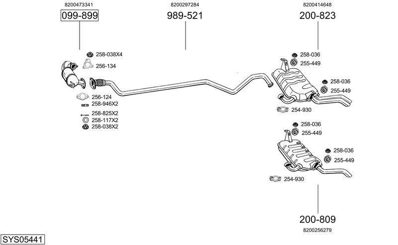 BOSAL kipufogórendszer SYS05441