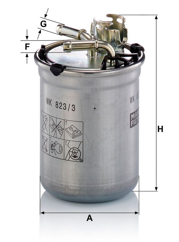 Kütusefilter, MANN-FILTER WK 823, 3 x