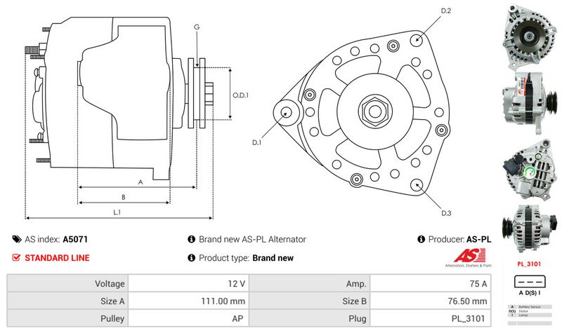 AS-PL A5071 Alternator