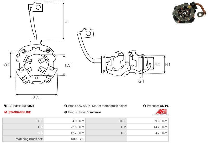 Kinnitus, süsinikuharjad, AS-PL SBH0027