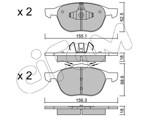 Комплект гальмівних накладок, дискове гальмо, Cifam 8225341